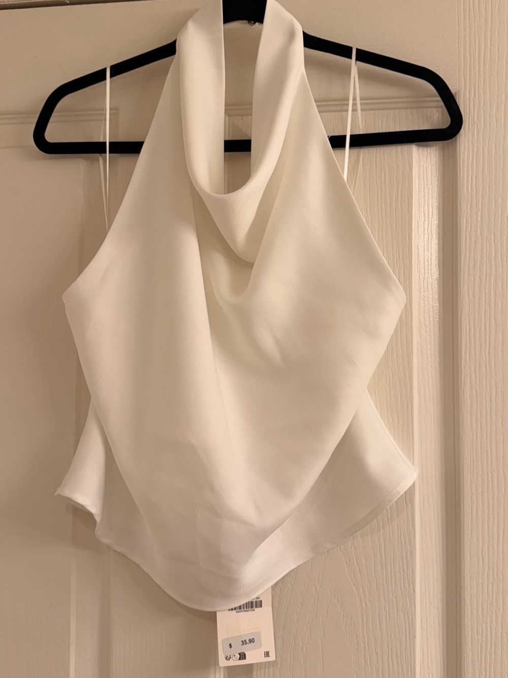 Zara White Draped Halter Cowl Neck Camisole